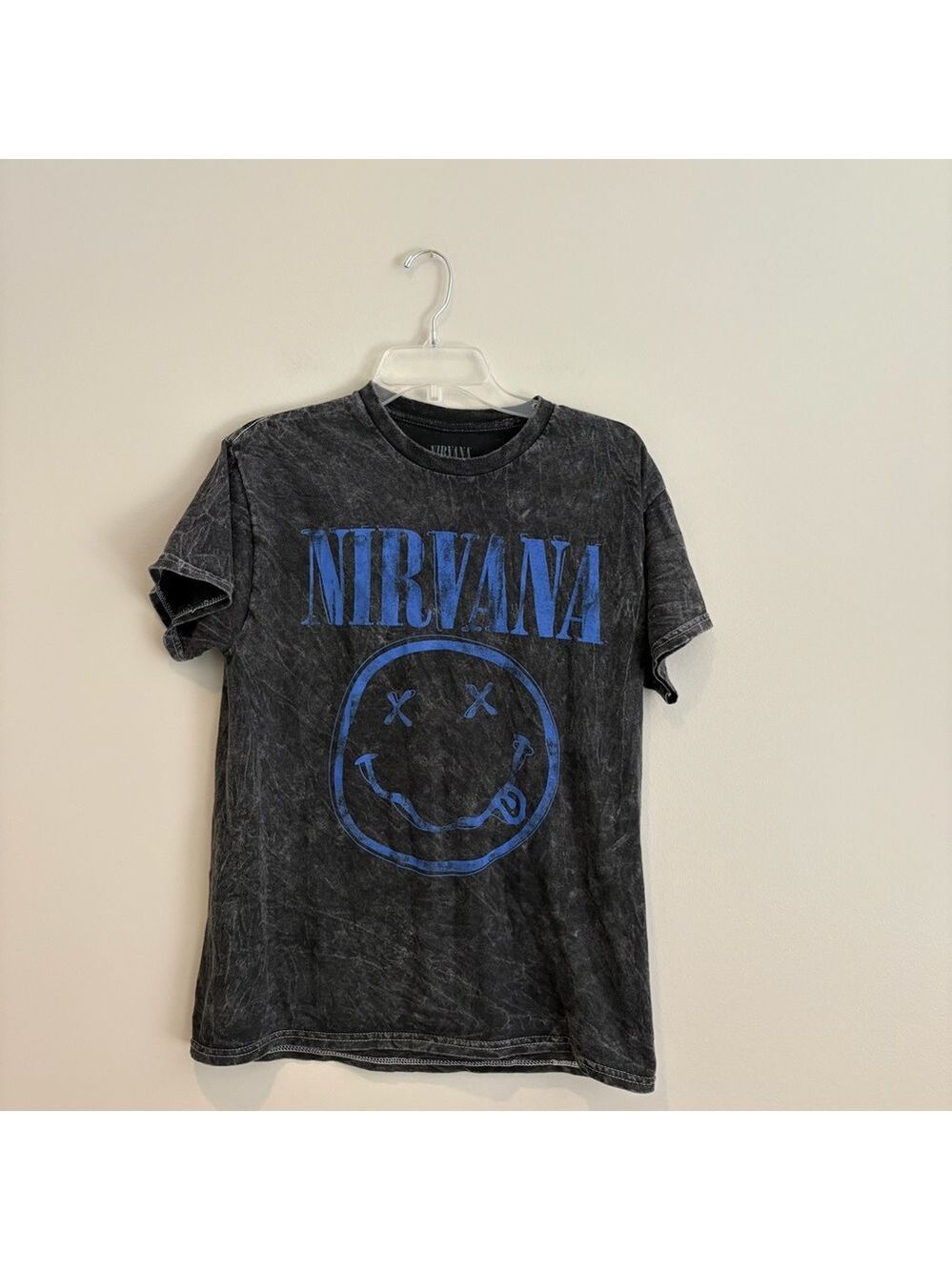NIRVANA Black Tee with Blue Logo